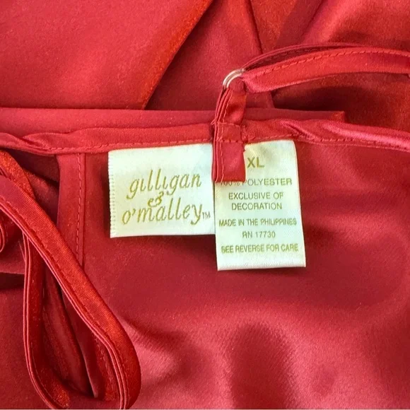 y2k Vintage Gillian O’Malley Red Slip Dress Satiny Silky Midi Cowl neck XL - Picture 6 of 9